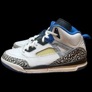 NIKE Air Jordan Spizike 2.5Y Basketball Sneaker White Sport Blue Black Wolf Grey